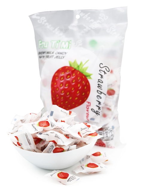 Fru Ti Mi Молочные ириски с желейной начинкой Клубника Chewy Milk Candy With Fruit Jelly Strawberry, 320 гр Fru Ti Mi Молочные ириски с желейной начинкой Клубника Chewy Milk Candy With Fruit Jelly Strawberry, 320 гр