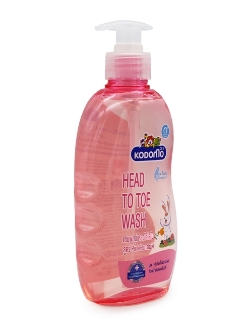LION Детский гель для душа с 0 лет "От макушки до пяточек" с алоэ и камелией Kodomo Pink Hanabaki, 400 мл