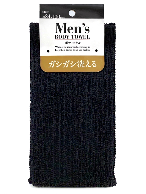 Lec Мочалка для мужчин особо жесткая Черная Mens Body Towel Black (24 см х 100 см), 1 шт