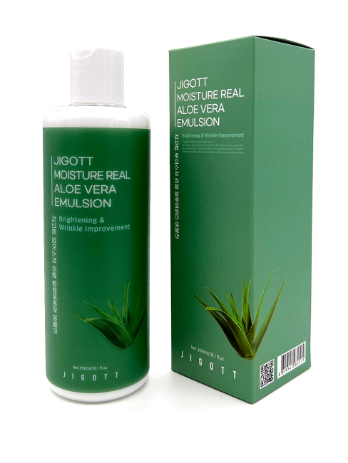 Jigott Эмульсия для лица с экстрактом алоэ вера увлажняющая Moisture Real Aloe Vera Emulsion, 300 мл