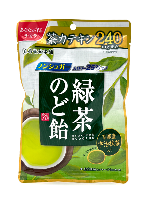 Senjaku Леденцы без сахара для горла с зеленым чаем матча Ryokucha Nodoame, 80 г