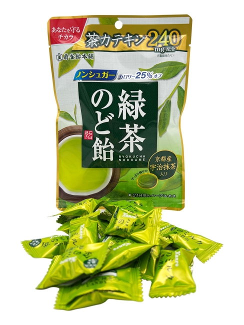 Senjaku Леденцы без сахара для горла с зеленым чаем матча Ryokucha Nodoame, 80 г