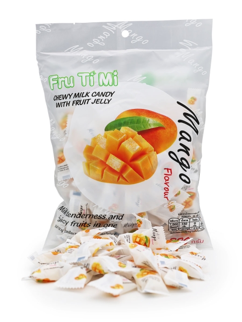 Fru Ti Mi Молочные ириски с желейной начинкой Манго Chewy Milk Candy With Fruit Jelly Mango, 320 гр