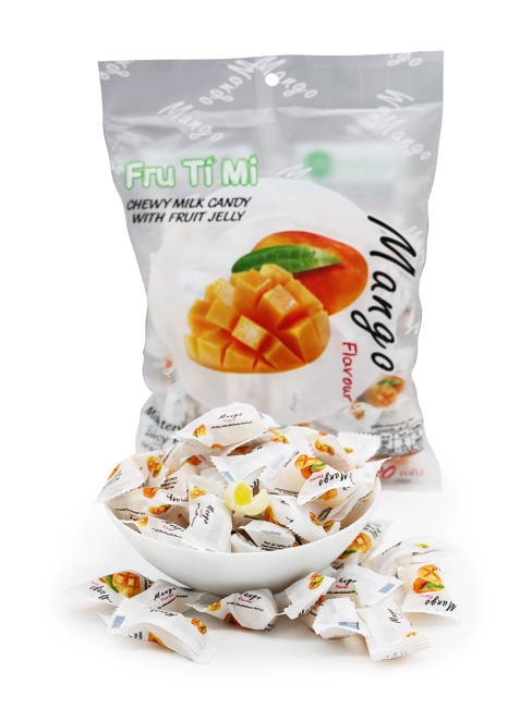 Fru Ti Mi Молочные ириски с желейной начинкой Манго Chewy Milk Candy With Fruit Jelly Mango, 320 гр