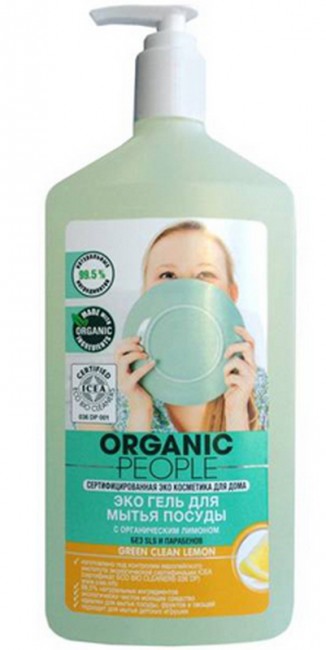 Organic People Эко-гель для мытья посуды Green clean lemon, 500 мл Organic People Эко-гель для мытья посуды Green clean lemon, 500 мл