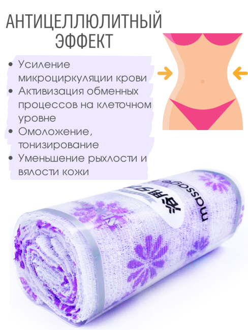 ShinYoung Массажная мочалка полотенце для глубокого очищения кожи и профилактики целлюлита Цветочек Lilac, 29x100 см ShinYoung Массажная мочалка полотенце для глубокого очищения кожи и профилактики целлюлита Цветочек Lilac, 29x100 см