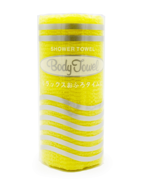 Sungbo Cleamy Мочалка для тела с плетением «Волна» в рулоне мягкая Желтая Roll-Wave Shower Towel Yellow 28х95 см, 1 шт