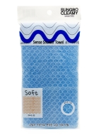 Sungbo Cleamy Мочалка для тела с плетением Сетка и выпуклым рисунком Ромбо средней жесткости Голубая Sense Shower Towel Blue 28х90 см, 1 шт