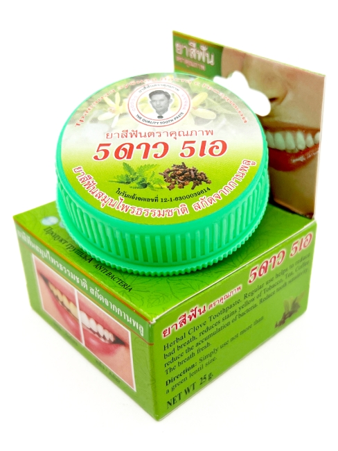 5 Star Cosmetic травяная отбеливающая зубная паста с гвоздикой зеленая Herbal Glove & Mint Toothpaste, 25 г 5 Star Cosmetic травяная отбеливающая зубная паста с гвоздикой зеленая Herbal Glove & Mint Toothpaste, 25 г