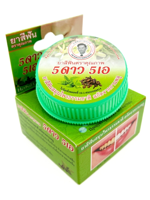 5 Star Cosmetic травяная отбеливающая зубная паста с гвоздикой зеленая Herbal Glove & Mint Toothpaste, 25 г 5 Star Cosmetic травяная отбеливающая зубная паста с гвоздикой зеленая Herbal Glove & Mint Toothpaste, 25 г