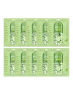 Jigott Комплект ампульных тканевых масок с экстрактом огурца Cucumber Real Ampoule Mask, 10*27 мл