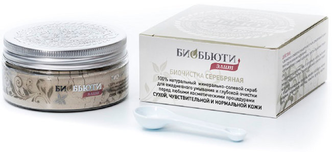БиоБьюти Скраб Элит Биочистка серебряная для сухой, чувствительной и нормальной кожи, 70 г