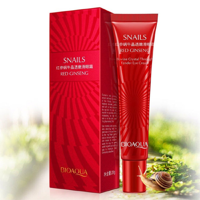 Bioaqua Snails & Red Ginseng Eye Cream Крем для век с фильтратом Улиточной слизи и экстрактом Красного Женьшеня, 20 г Bioaqua Snails & Red Ginseng Eye Cream Крем для век с фильтратом Улиточной слизи и экстрактом Красного Женьшеня, 20 г