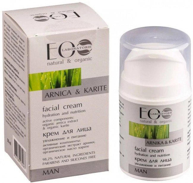 Ecolab Мужской крем для лица Увлажнение и питание Арника и Карите, 50 мл