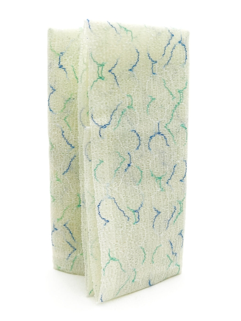 Sungbo Cleamy Мочалка для тела с плетением Сетка и рисунком средней жесткости Сине-зеленая Heart Shower Towel Blue Green, 28х95 см, 1 шт