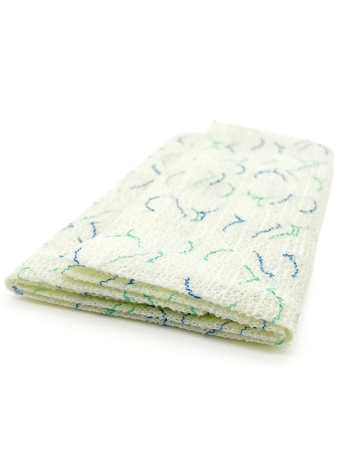 Sungbo Cleamy Мочалка для тела с плетением Сетка и рисунком средней жесткости Сине-зеленая Heart Shower Towel Blue Green, 28х95 см, 1 шт