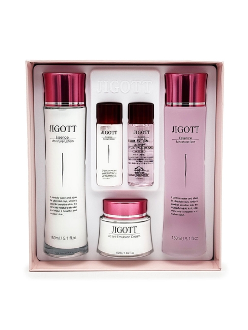Jigott Набор для ухода за кожей лица интенсивно увлажняющий Essence Moisture Skin Care 3Set