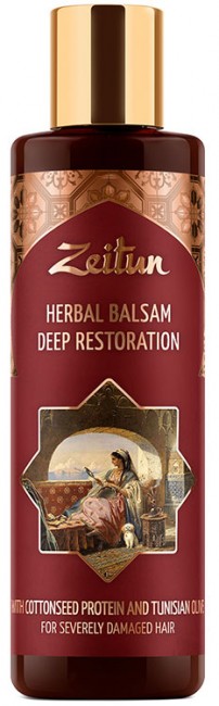 Zeitun Глубоко восстанавливающий фито-бальзам для поврежденных волос, с протеинами хлопка и оливой, 200 мл Zeitun Глубоко восстанавливающий фито-бальзам для поврежденных волос, с протеинами хлопка и оливой, 200 мл