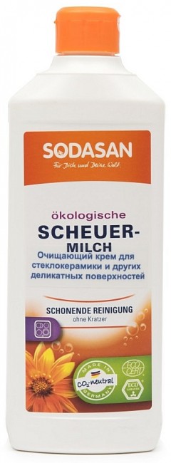 Sodasan Scheuer-Milch Очищающий крем для стеклокерамики и других деликатных поверхностей, 500 мл Sodasan Scheuer-Milch Очищающий крем для стеклокерамики и других деликатных поверхностей, 500 мл