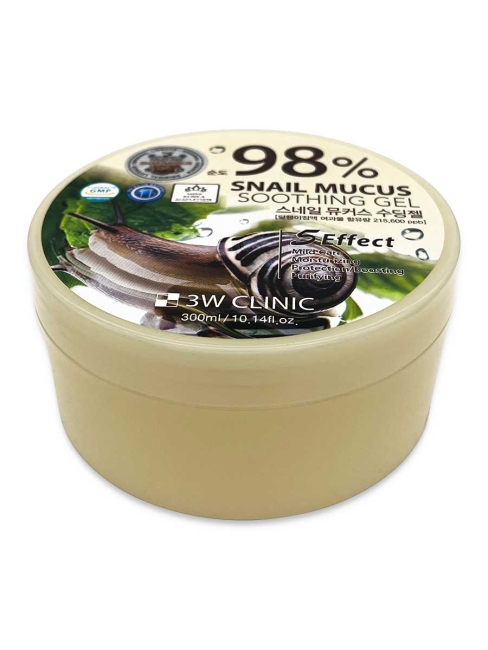 3W Clinic Увлажняющий гель для лица и тела с муцином улитки Snail Mucus Soothing Gel, 300 мл