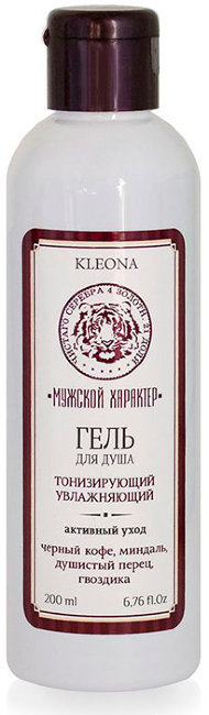 Kleona Гель для душа "Мужской характер", с черным кофе, 200 мл Kleona Гель для душа "Мужской характер", с черным кофе, 200 мл