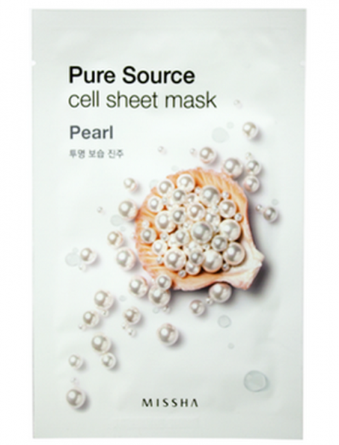 MISSHA Pure Source Cell Sheet Mask Pearl Тканевая маска для лица с жемчугом, 21 г
