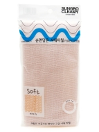 Sungbo Cleamy Мочалка для тела с хлопковыми нитями жёсткая Розовая Pure Cotton Shower Towel Pink 28х100 см, 1 шт