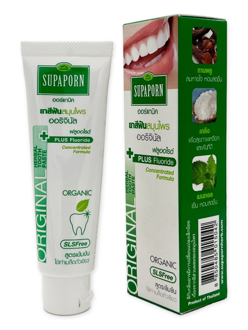 Supaporn Зубная паста концентрированная на основе натуральных растений оригинальная Плюс ФТОРИД Herbal Toothpaste ORIGINAL + Plus Fluoride, 30 г