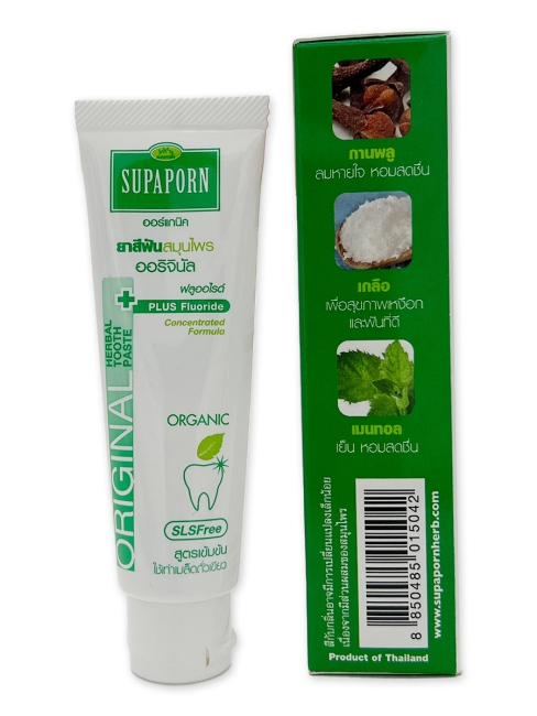 Supaporn Зубная паста концентрированная на основе натуральных растений оригинальная Плюс ФТОРИД Herbal Toothpaste ORIGINAL + Plus Fluoride, 30 г