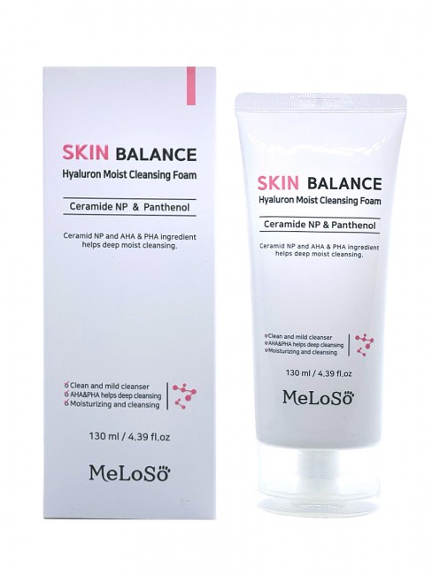 Meloso Очищающая и увлажняющая пенка Skin Balance Hyaluron Moist Cleansing Foam,130 мл