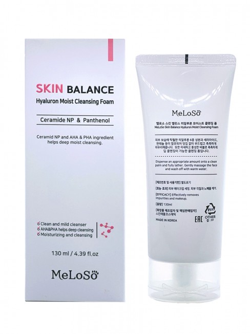 Meloso Очищающая и увлажняющая пенка Skin Balance Hyaluron Moist Cleansing Foam,130 мл