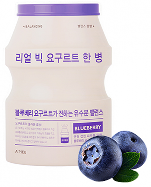 A'Pieu Real Big Yogurt One-Bottle Blueberry Йогуртовая маска для лица с экстрактом голубики, 21 г A'Pieu Real Big Yogurt One-Bottle Blueberry Йогуртовая маска для лица с экстрактом голубики, 21 г
