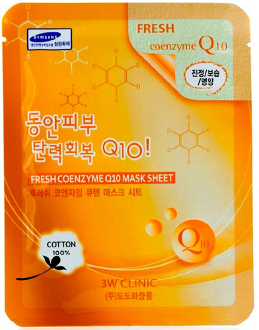 3W Clinic Fresh coenzyme Q10 Mask Sheet Тканевая маска с коэнзимом Q10, 23 мл