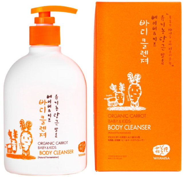 Whamisa Organic Carrot Baby&Kids Body Cleanser Детский гель для купания на основе кокосового масла и ферментов моркови, 500 мл