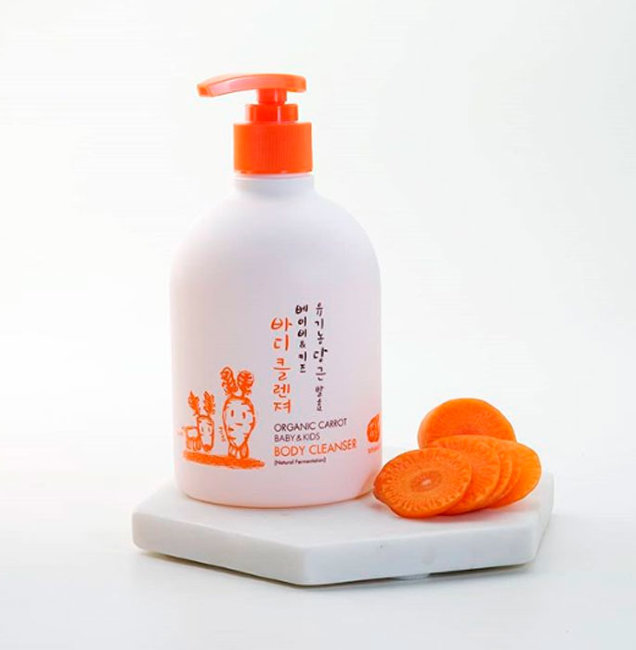 Whamisa Organic Carrot Baby&Kids Body Cleanser Детский гель для купания на основе кокосового масла и ферментов моркови, 500 мл