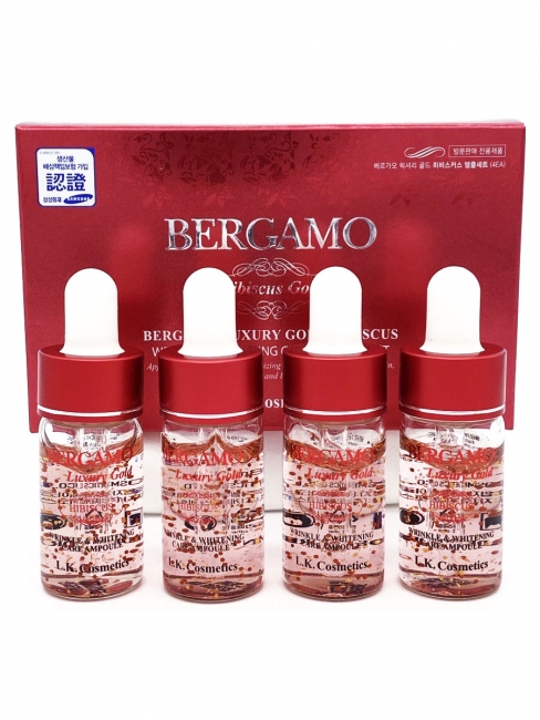 Bergamo Сыворотка для лица с экстрактом цветка гибискуса восстанавливающая Luxury Gold Hibiscus Wrinkle & Whitening Care Ampoule, 4 шт*13 мл Bergamo Сыворотка для лица с экстрактом цветка гибискуса восстанавливающая Luxury Gold Hibiscus Wrinkle & Whitening Care Ampoule, 4 шт*13 мл