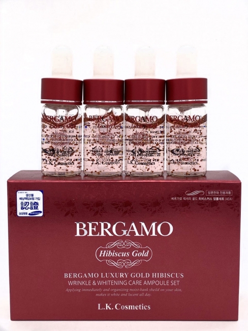 Bergamo Сыворотка для лица с экстрактом цветка гибискуса восстанавливающая Luxury Gold Hibiscus Wrinkle & Whitening Care Ampoule, 4 шт*13 мл Bergamo Сыворотка для лица с экстрактом цветка гибискуса восстанавливающая Luxury Gold Hibiscus Wrinkle & Whitening Care Ampoule, 4 шт*13 мл