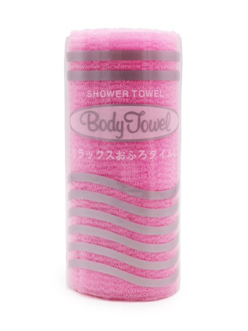 Sungbo Cleamy Мочалка для тела с плетением «Волна» в рулоне мягкая светло-розовая Roll-Wave Shower Towel Lightpink 28х95 см, 1 шт