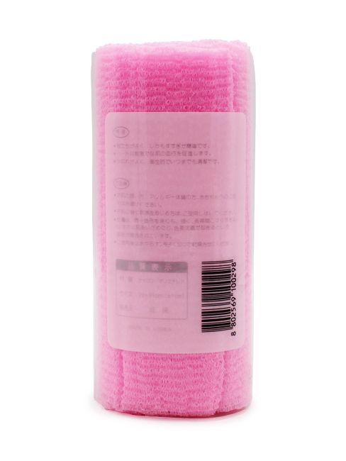 Sungbo Cleamy Мочалка для тела с плетением «Волна» в рулоне мягкая светло-розовая Roll-Wave Shower Towel Lightpink 28х95 см, 1 шт
