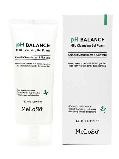 Meloso Пенка для умывания смягчающая с Камелией и Алоэ Вера pH Balance Mild Cleansing Gel Foam, 130 мл