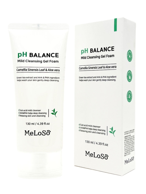Meloso Пенка для умывания смягчающая с Камелией и Алоэ Вера pH Balance Mild Cleansing Gel Foam, 130 мл