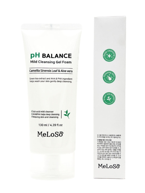 Meloso Пенка для умывания смягчающая с Камелией и Алоэ Вера pH Balance Mild Cleansing Gel Foam, 130 мл