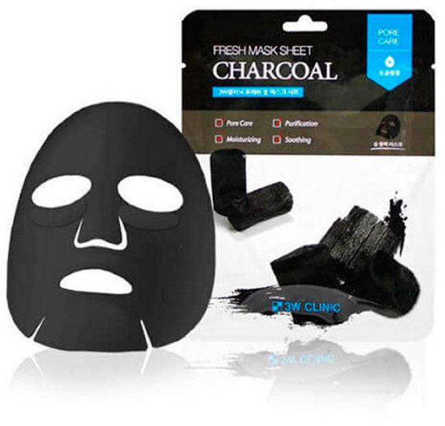 3W Clinic Fresh charcoal Mask Sheet Тканевая маска для лица с древесным углем, 23 мл 3W Clinic Fresh charcoal Mask Sheet Тканевая маска для лица с древесным углем, 23 мл