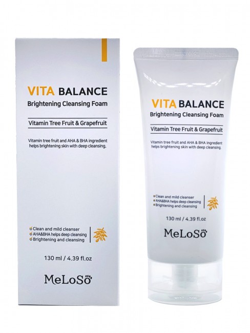 Meloso Очищающая и осветляющая пенка для лица Vita Balance Brightening Cleansing Foam, 130 мл