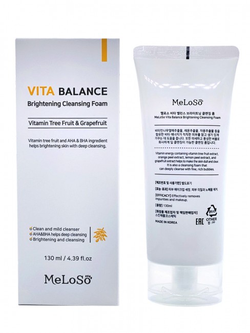 Meloso Очищающая и осветляющая пенка для лица Vita Balance Brightening Cleansing Foam, 130 мл