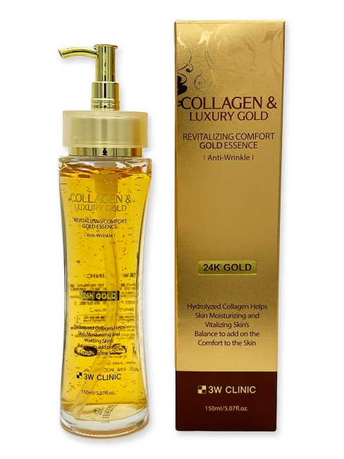 3W Clinic Эссенция для лица с Золотом и коллагеном Collagen & Luxury Gold Revitalizing Comfort Gold Essence, 150 мл