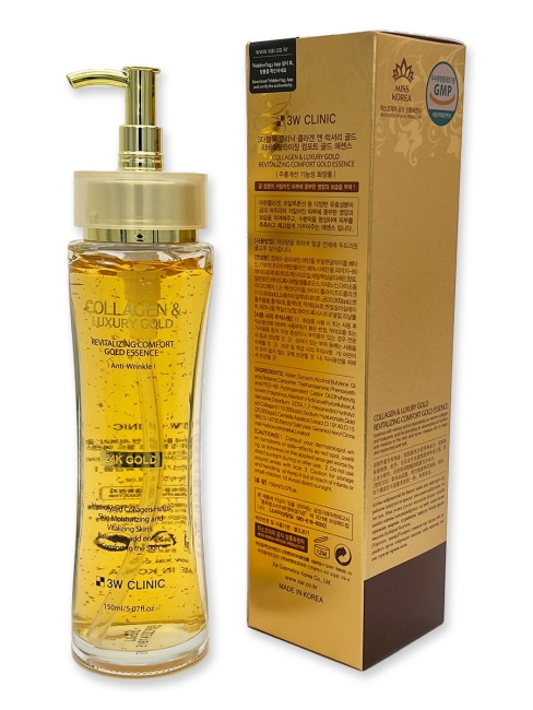 3W Clinic Эссенция для лица с Золотом и коллагеном Collagen & Luxury Gold Revitalizing Comfort Gold Essence, 150 мл