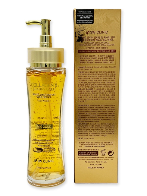 3W Clinic Эссенция для лица с Золотом и коллагеном Collagen & Luxury Gold Revitalizing Comfort Gold Essence, 150 мл