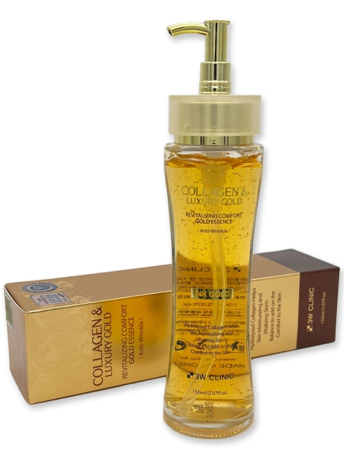 3W Clinic Эссенция для лица с Золотом и коллагеном Collagen & Luxury Gold Revitalizing Comfort Gold Essence, 150 мл