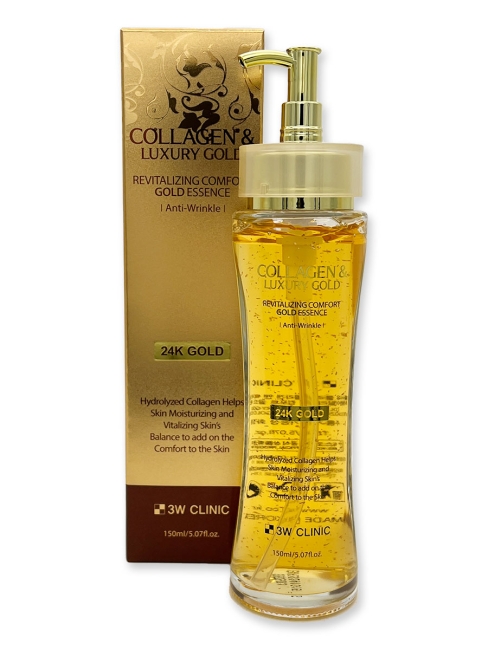 3W Clinic Эссенция для лица с Золотом и коллагеном Collagen & Luxury Gold Revitalizing Comfort Gold Essence, 150 мл